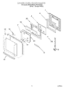 UPPER OVEN DOOR Diagram and Parts List for RBD305PDB8  Whirlpool Wall Oven
