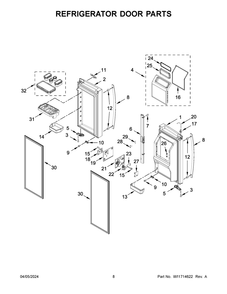 Refrigerator Door Parts Diagram and Parts List for WRMF7736PZ00  Whirlpool Refrigerator