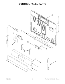 03 - Control Panel Parts Diagram and Parts List for WFGS5030RV0  Whirlpool Range