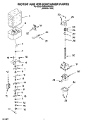 MOTOR AND ICE CONTAINER PARTS Diagram and Parts List for KSRX25FNST03  KitchenAid Refrigerator