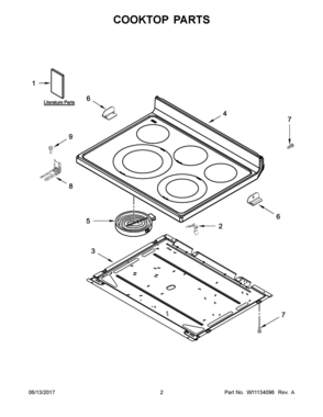 02 - COOKTOP PARTS Diagram and Parts List for WFE530C0EB1  Whirlpool Range