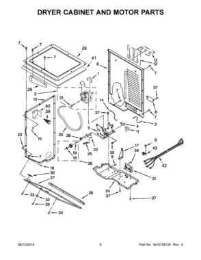 04 - DRYER CABINET AND MOTOR PARTS Diagram and Parts List for YMET3800XW2  Whirlpool Washer Dryer Combo