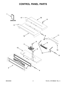 Control Panel Parts Diagram and Parts List for KOST107ESS04  Whirlpool Microwave Oven Combo