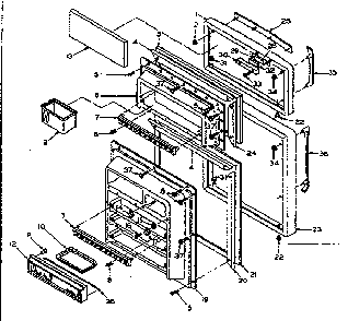 Door Parts Diagram and Parts List for 106T16E1  Kenmore Refrigerator