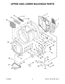 05 - Upper And Lower Bulkhead Parts Diagram and Parts List for MLG26PDFWW0  Whirlpool Dryer
