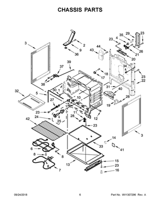 Chassis Parts Diagram and Parts List for WFE515S0ES2  Whirlpool Range