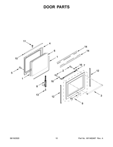 Door Parts Diagram and Parts List for KFGG504KPS0  Whirlpool Range