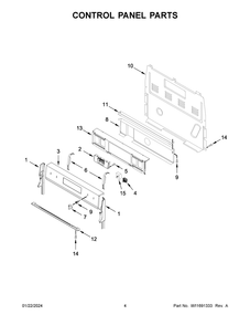 Control Panel Parts Diagram and Parts List for WFE550S0LZ3  Whirlpool Range