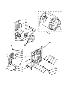 Bulkhead Parts Diagram and Parts List for 11070222510  Kenmore Dryer