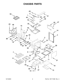 Chassis Parts Diagram and Parts List for WEG745H0LZ5  Whirlpool Range