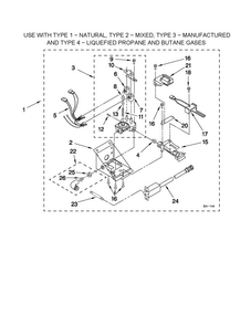 3402856 Burner Assembly Diagram and Parts List for 11098752799  Kenmore Washer Dryer Combo