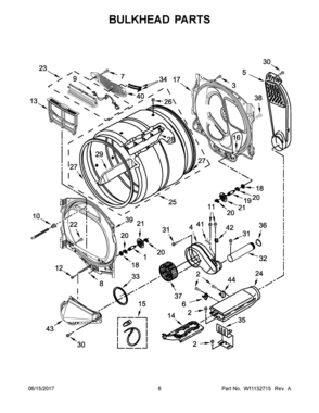 04 - BULKHEAD PARTS Diagram and Parts List for WED8000DW4  Whirlpool Dryer