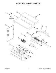 02 - Control Panel Parts Diagram and Parts List for JMW2427LL03  Whirlpool Microwave Oven Combo