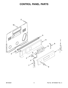 Control Panel Parts Diagram and Parts List for YMER6600FW3  Whirlpool Range