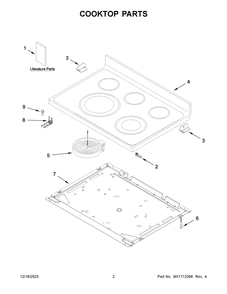 Cooktop Parts Diagram and Parts List for WFE975H0HV5  Whirlpool Range
