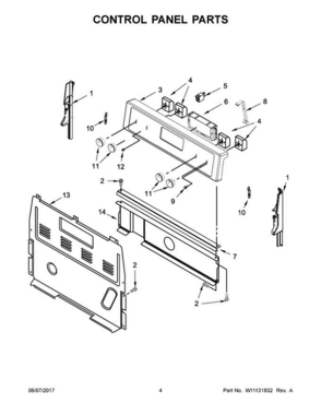 03 - Control Panel Parts Diagram and Parts List for WFC150M0EB1  Whirlpool Range