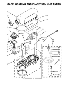 Case, Gearing And Planetary Unit Parts Diagram and Parts List for KP26M1XPB5  KitchenAid Mixer