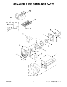 Icemaker And Ice Container Parts Diagram and Parts List for WRX735SDHZ09  Whirlpool Refrigerator