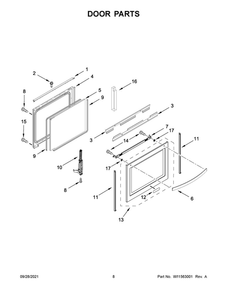 Door Parts Diagram and Parts List for WEG750H0HZ2  Whirlpool Range