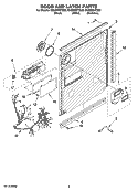 DOOR AND LATCH PARTS Diagram and Parts List for GU3200XTSQ2  Whirlpool Dishwasher