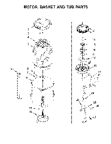 Motor, basket and tub parts Diagram and Parts List for 11028133412  Kenmore Washer
