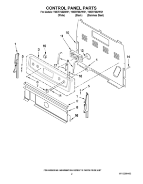02 - CONTROL PANEL PARTS Diagram and Parts List for YMER7662WW1  Whirlpool Range