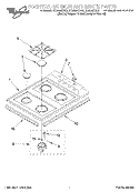 COOKTOP, BURNER AND GRATE Diagram and Parts List for SC8640EDB6  Whirlpool Cooktop