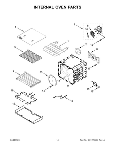 Internal Oven Parts Diagram and Parts List for KFDC500JBK03  KitchenAid Range