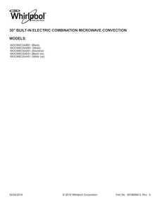 Cover Sheet Diagram and Parts List for WOC95EC0AH01  Whirlpool Microwave