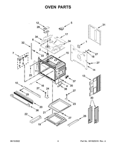 Oven Parts 1 Diagram and Parts List for WOC75EC7HS20  Whirlpool Microwave Oven Combo