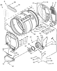 Upper And Lower Bulkhead Parts Diagram and Parts List for MLG27PRFWW0  Whirlpool Dryer