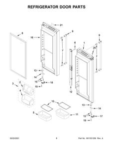 Refrigerator Door Parts Diagram and Parts List for KRFC300EWH04  Whirlpool Refrigerator