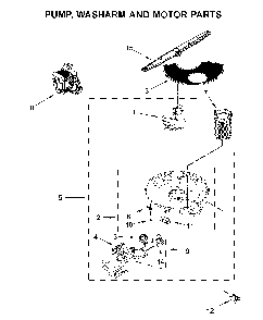 Pump, washarm and motor parts Diagram and Parts List for WDP370PAHW1  Whirlpool Dishwasher