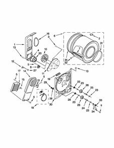 Bulkhead Parts Diagram and Parts List for 110C60022011  Kenmore Dryer