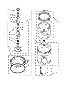Agitator, Basket And Tub Parts Diagram and Parts List for WET3300XQ2  Whirlpool Washer Dryer Combo