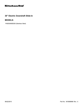 01 - COVER SHEET Diagram and Parts List for YKSEG950ESS0  Whirlpool Range