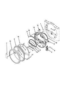 Door Parts Diagram and Parts List for CDG8990XW1  Whirlpool Dryer