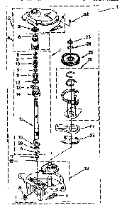 Gearcase Diagram and Parts List for LSR7233BGO  Whirlpool Washer