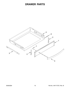 Drawer Parts Diagram and Parts List for WEG750H0HV6  Whirlpool Range