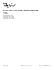 Cover Sheet Diagram and Parts List for WOS51EC0AS02  Whirlpool Wall Oven