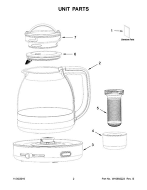 02 - Unit Parts Diagram and Parts List for 5KEK1322BSS1  KitchenAid Dishwasher