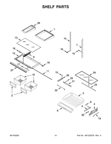 Shelf Parts Diagram and Parts List for WRF555SDFZ06  Whirlpool Refrigerator