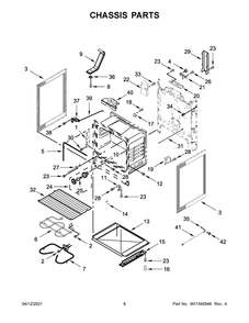 Chassis Parts Diagram and Parts List for YWFE515S0JS1  Whirlpool Range