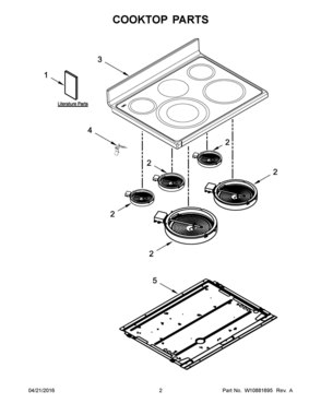 02 - COOKTOP PARTS Diagram and Parts List for YWGE745C0FH0  Whirlpool Range