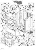 CABINET PARTS Diagram and Parts List for 3RLEC8600RL0  Whirlpool Dryer