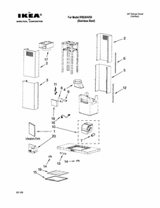 Range Hood Diagram and Parts List for IHI8304VS0  Whirlpool Range Hood