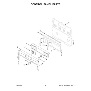 Control Panel Diagram and Parts List for WFE775H0HZ2  Whirlpool Range