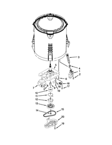 Gearcase, Motor And Pump Parts Diagram and Parts List for 7MWTW1800DM0  Whirlpool Washer
