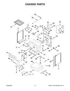 Chassis Parts Diagram and Parts List for YWFE550S0LV3  Whirlpool Range