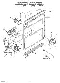 DOOR AND LATCH PARTS Diagram and Parts List for KUDS01DLWH7  KitchenAid Dishwasher